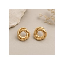 Gold Düğüm Formlu Çivi Küpe Modern Şık Tasarım Mat Gold - 886716613 Mat Gold - 886716613 Mat Gold