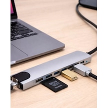 Usb C Çoklu Port Adaptör Hdmı Usb Ethernet Sd Kart Hub