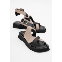Luvishoes Luvi Shoes Minnea Siyah Gri Süet Hakiki Deri Kadın Sandalet Siyah - Gri Luvishoes Luvi Shoes Minnea Siyah Gri Süet Hakiki Deri Kadın Sandalet Siyah - Gri