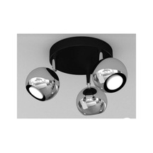 Mylights Spor Led Avize Hareketli Başlık Gün Işığı Ampullü Küre Led Spot Üçlü Krom Başlıklı Siyah