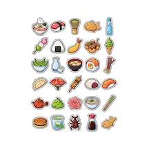 30 Adet Renkli Japon Mutfağı Sticker Seti - Laptop Defter Su Matarası Çok Renkli