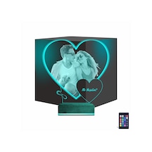 Luvivia Kalp Sevgiliye Hediye Fotoğraflı 3d Lamba - Masa Gece Lambası V5