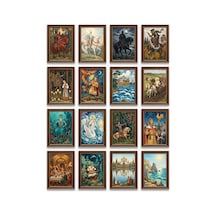 İvan Bilibin Eserleri 16'lı Sticker Seti Laptop Defter Planlayıcı Etiket Çok Renkli
