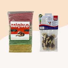 Miçiko Renkli Munchy Köpek Ödülü 100'lü + Dana Etli Lokmalık Munchy 6 CM 12'li