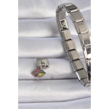 Zarif Kadın İçin Silver Çelik Defter Tip Bileklik Gri