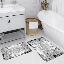 Eliana Home Dijital Baskılı 2'li Banyo Paspas Takımı Lna5117 Gri
