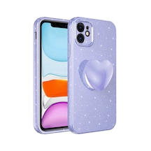 Zore İphone 11 Uyumlu Kamera Korumalı Simli Pop Soketli Lüks Nvth Koton Soketli Kılıf-lila