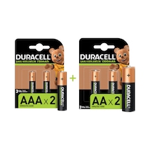Duracell HR6/DC1500 1300 mAh AA + HR03/DC2400 750 mAh AAA Şarj Edilebilir Pil 2'li
