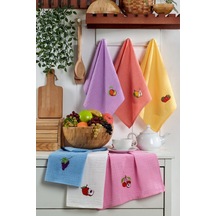 Veramoni Fruit 6'lı Mutfak Kurulama Bezi 40x60cm Mutfak Havlusu Pamuklu - Pembe