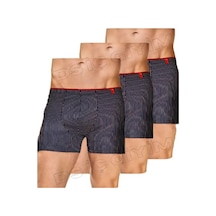 Berrak 4433 Erkek Çizgili Sport Boxer 3 Adet Lacivert