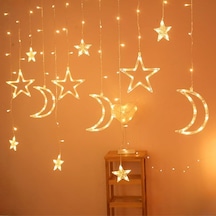 Ay Ve Yıldız Figürlü Kumandalı 12 Sarkıtlı 120 Led Dekor Işık Dekoratif Ortam Ve Masaüstü Aydınlatması 4801 Diğer