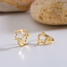 Goldkupe 14 Ayar Minik Yıldız Halka Altın Küpe 1,30 Gr-3021