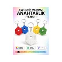 10'lu 3d Baskı Katmanlı Altıgen Anahtarlık Karışık Renkler