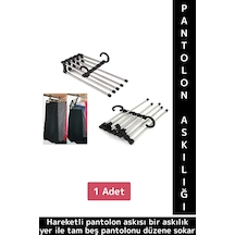 Kompakt Yer Tasarruflu Kemer Pantolon Eşarp Gardırop Dolap İçi 5 İn 1 Hareketli Pantolon Askılığı