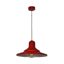 Rsylight Retro Metal Dekoratif Kırmızı İçi Beyaz Rustik Tekli Sarkıt Avize Çap 35 Cm
