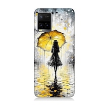 Vivo Y53s Uyumlu Yağmurda Sarı Şemsiye Altında Desenli Silikon Kılıf Çok Renkli