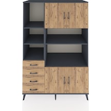 Kronos Dolap 8 Raflı 4 Çekmeceli 4 Kapaklı 132x59x195 Antrasit-çam/çam Atlas Çam/atlas Çam