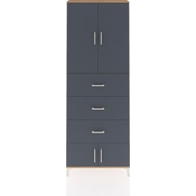 Arges Dolap 3 Raflı 3 Çekmeceli 4 Kapaklı 88x30x243 Çam-antrasit Çam