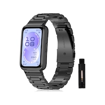 Stainless Steell Huawei Band 11/11 Pro İle Uyumlu Çelik Kordon Kısaltma Aparatlı Paslanmaya Dayanıklı Huawei Band 11 Kordon Katlanır Tokalı Bakla Model Huawei Band 11 Pro Kordonu Çok Renkli