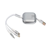 Carub Şarj Kablosu Ayarlı 3in1 Usb+type-c+lightning Çift Giriş 1,2 Mt 100w Br5901869