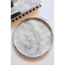 25 Cm Gri Mermer Desenli Dekoratif Tepsi / Mum Tepsisi / Biblo Tepsisi 25x25