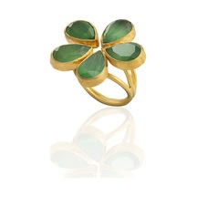 Kadir Jewellery 22 Ayar Altın Kaplama Zirkon Taşlı Kadın Vintage Yüzük Yeşil 11137075