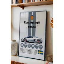 Koenigsegg Cc850 Araba Tablosu - Teknik Özellikli Otomobil Poster - Çerçeveli Duvar Dekoru Siyah
