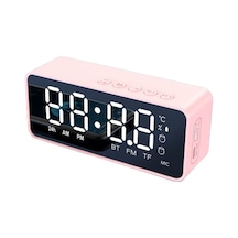 Kosona Pembe Mini Müzik Hoparlörü İle Çift Alarm, Bt 5.0, Led Aynalı Ekran, Sıcaklık Gösterimi, Tf Kart Desteği, Ev Kullanıma Uygun