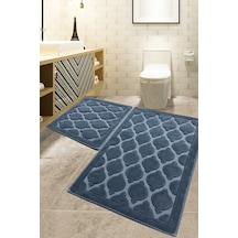 Dante Cotton Füme 60x100 50x60 Kaydırmaz Tabanlı 2'li Banyo Paspas Seti Takımı Füme