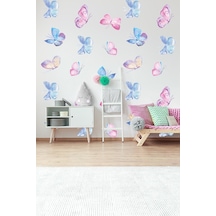 Sevimli Kelebekler Temalı 20 Parça Çocuk Ve Bebek Odası Dekoratif Duvar Sticker Seti