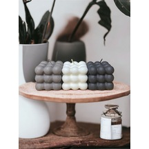 Bernami Vazo Pinterest 3 Lü Bubble Mum Beyaz, Gri ,koyu Gri Vanilya Kokuludur Diğer