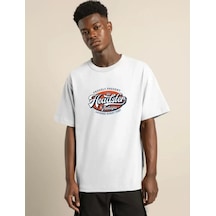 Suma Beyaz Unisex Oversize Baskılı T-shirt L Beden