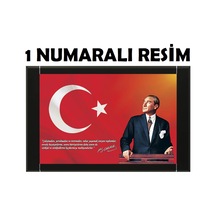 90X140 Cm Deri Çerçeveli Atatürk Resimli Makam Panosu