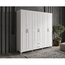 GuneyStore Sanat 6 Kapaklı Komple MDF Beyaz Gardırop