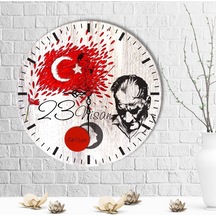 Kişiye Özel 23 Nisan Tasarımlı Ahşap Duvar Saati 30 Cm. - 1 Çok Renkli