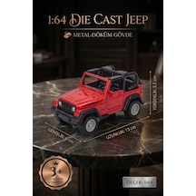 1:64 Ölçek Metal Döküm Kırmızı Jeep Oyuncak Araba - Off-road Arazi Aracı Die-cast Model Çok Renkli