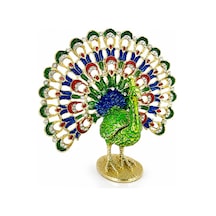 10 Adet Tavuskuşu Figür Dekoratif Masaüstü Süs 9,5 Cm, Peacock Figurine, Ev Ve Ofis İçin 1