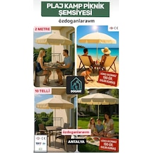 Özdoğanlar Plaj Deniz Bahçe Şemsiyesi, 2 Metre, 10 Telli, Bej Diğer