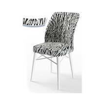 Canisa Flex Serisi Üst Kalite Yemek Odası Sandalyesi Gürgen Beyaz Ahşap Ayak Zebra Desen Sandalye Sandalye Zebra Desen Ayaklar Beyaz