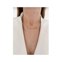 Lunarie Renkli Zirkon Taşlı Çember Sarkıtlı Vintage Kolye Altın