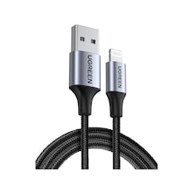Ugreen Lightning - Usb-a Örgülü Mfi Sertifikalı Apple Uyumlu iPhone  Hızlı Şarj Kablosu, 1 M, Siyah, 60156