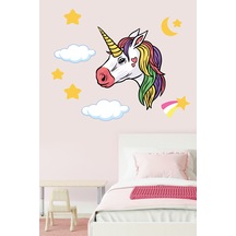 Unicorn Ve Yıldız  Bulutlar Bebek Ve Çocuk Odası Duvar Sticker