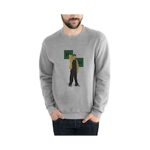 Breaking Bad Jesse Baskılı Gri Erkek Örme Sweatshirt