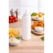 Sosluk Sıkma Şişesi 500 Ml Bpa Free Mayonez Sos Şişesi Endüstriyel Kullanım Beyaz