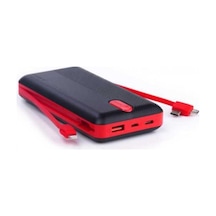 20000 Mah Kendinden Kablolu Trıple Powerbank Siyah&kırmızı