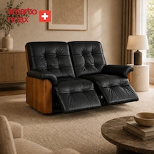 Smarto Relax Berlin İkili Yatar Ayak Uzatmalı Ergonomik Deri Tv Koltuğu Baba Koltuğu Siyah