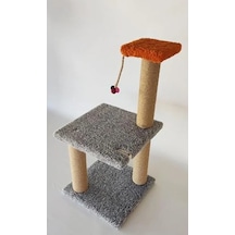 İki Katlı Gri Kedi Tırmalama Tahtası - Güvenli Oyun Alanı