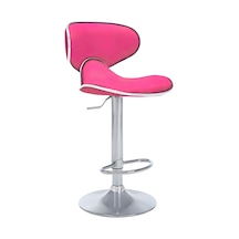 Bürocci Zen Bar Taburesi - Gül Kurusu Modern Deri Metal Ataklı Yüksek Tezgah Sandalyesi - 9549s0490 Pembe
