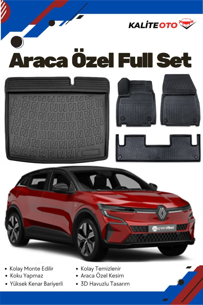 Renault Megane E-tech 2023-2024-2025 Model Yumuşak Paspas+bagaj Havuzu Seti