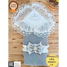 Triko Przm Haki Bebek Kundağı Unisex Bebek Dış Kundak Battaniyesi Hastane Çıkışı Kundak Battaniye Gri